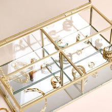 Load image into Gallery viewer, Large Glass Jewellery Box in Gold