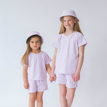 Load image into Gallery viewer, Lavender Sunset 3 Piece Towelling Set with Hat