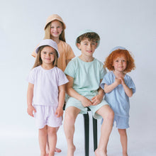 Load image into Gallery viewer, Lavender Sunset 3 Piece Towelling Set with Hat