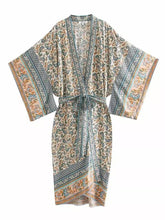 Load image into Gallery viewer, Relaxed Cotton Kimono In Blue Floral