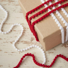 Load image into Gallery viewer, Red & White Pom Pom Ribbon Kit
