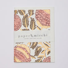 Load image into Gallery viewer, Hand Block Printed Greeting Card - Marigold Glitz Coral
