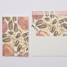 Load image into Gallery viewer, Hand Block Printed Greeting Card - Marigold Glitz Coral
