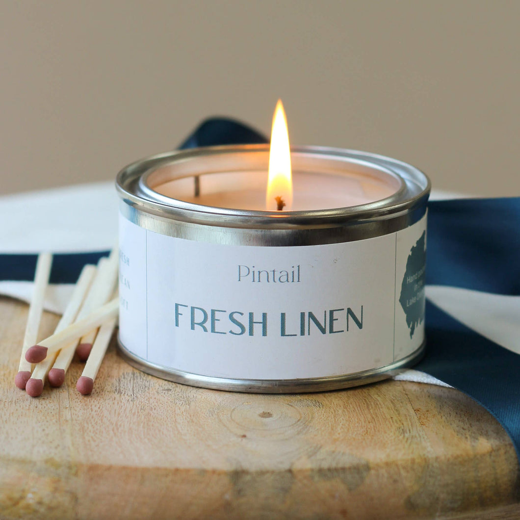 Fresh Linen Paint Pot Candles in Tins