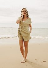 Load image into Gallery viewer, Sand Linen Wrap Playsuit
