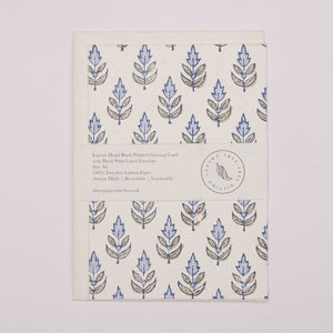 Hand Block Printed Greeting Card - Buti Blue Stone