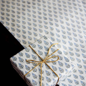 Hand Block Printed Gift Wrap Sheets - Buti Blue Stone