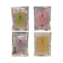 Load image into Gallery viewer, 4pc Bath Salts Pouches Set - Palmarosa, Lavender, Lime, Rose
