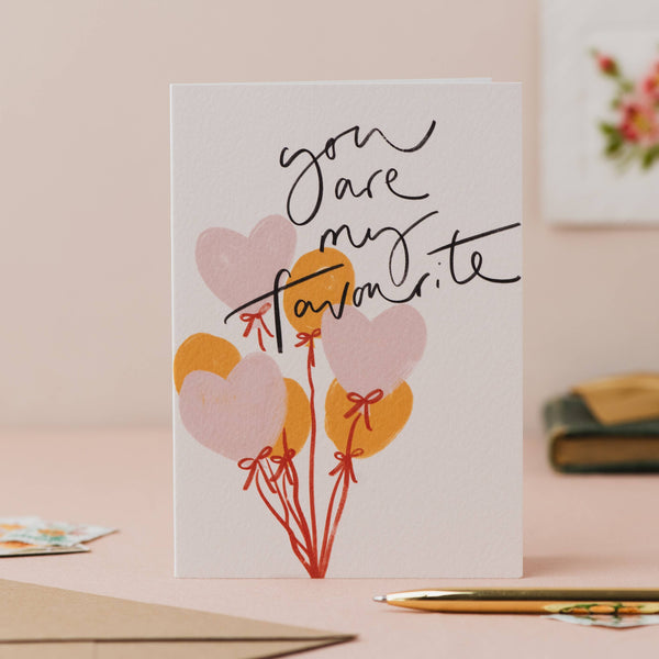 'You are my favourite' Balloon Handwriting Anniversary Card