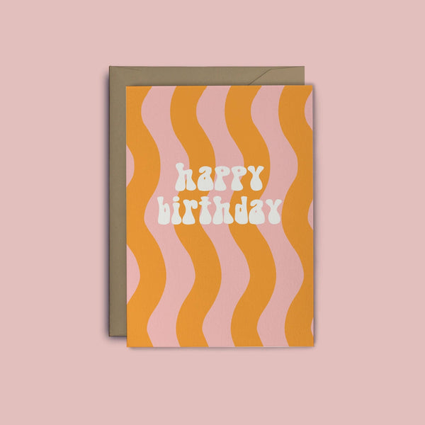 Happy Birthday | Orange and Pink Squiggle