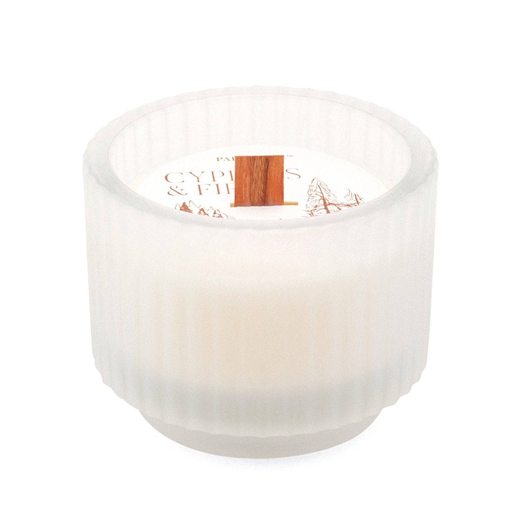 Paddywax Cypress & Fir Frosted Glass Candle & Wood Wick