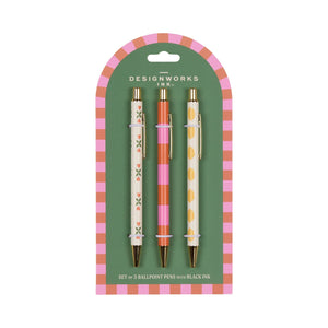 Designworks Ink A Dopo Set of 3 Pens - Flower Stripe Lemon