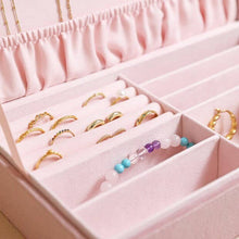Load image into Gallery viewer, Quilted Velvet Large Jewellery Box in Pink

