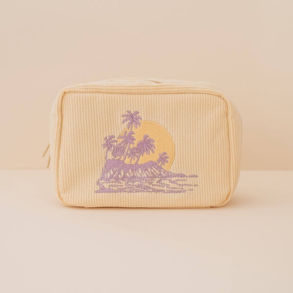 Corduroy Makeup Bag in Butter Yellow