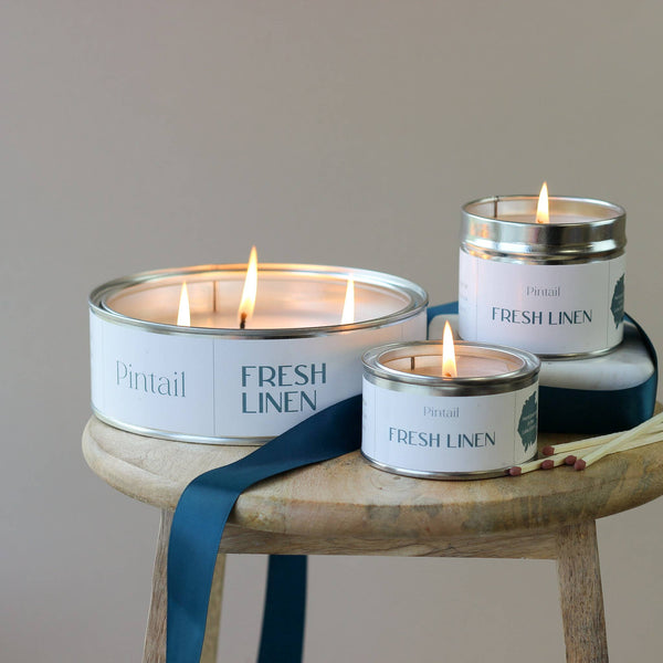 Fresh Linen Paint Pot Candles in Tins