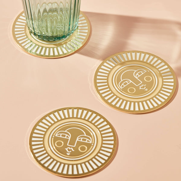 The Sol Coasters in warm beige