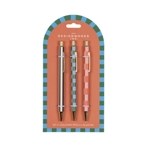 Designworks Ink A Dopo Set of 3 Pens - Stripes  Checks