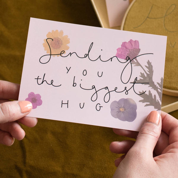 'Sending you the Biggest Hug' Floral Friendship Postcard