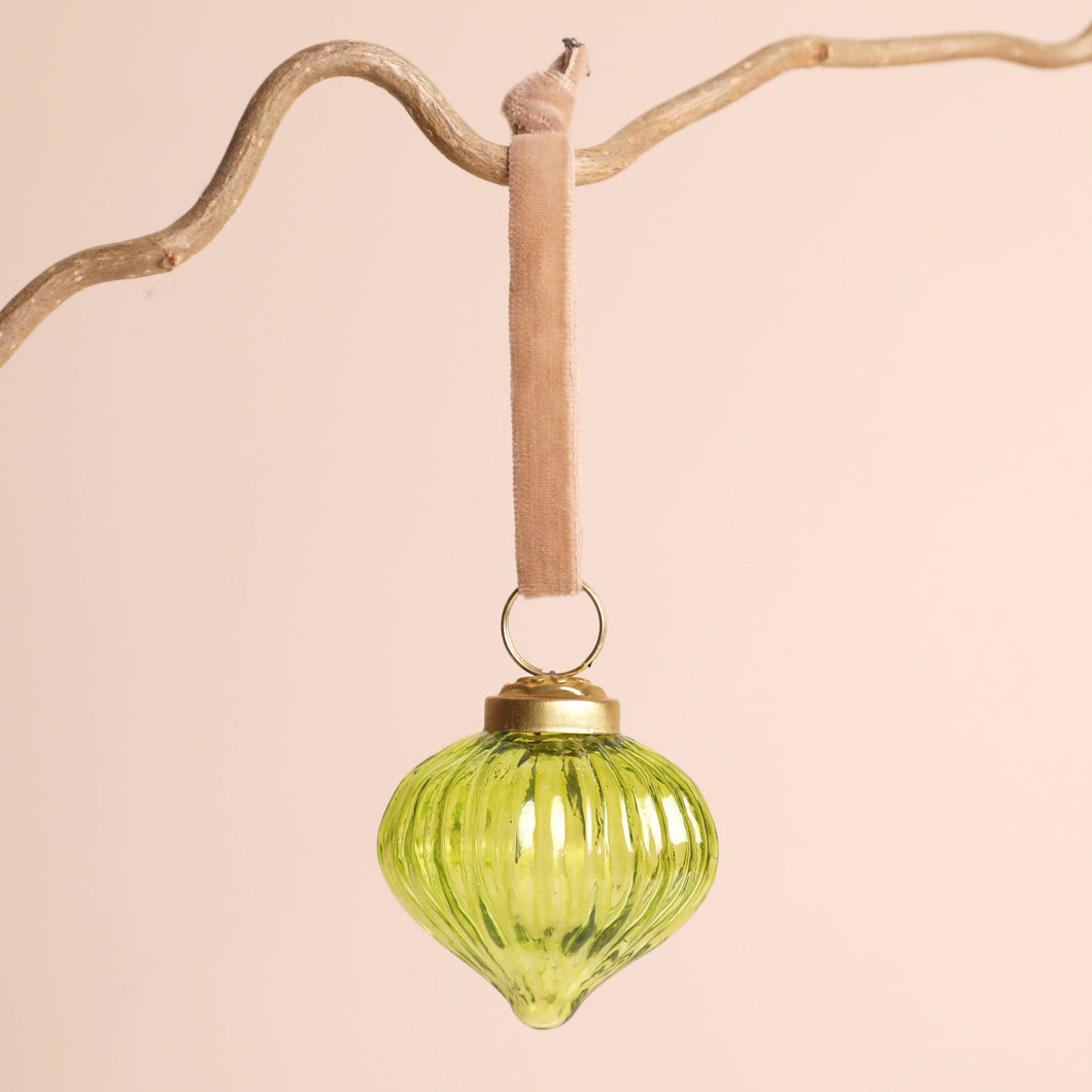 Ribbed Green Glass Sultan Bauble