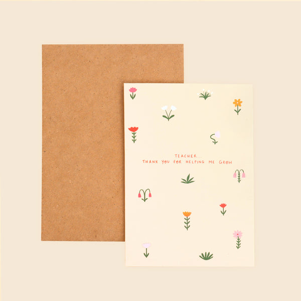 Floral Thank You Teacher Card