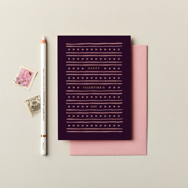 Hearts Happy Valentine's Day Foiled Card | Modern Love Card