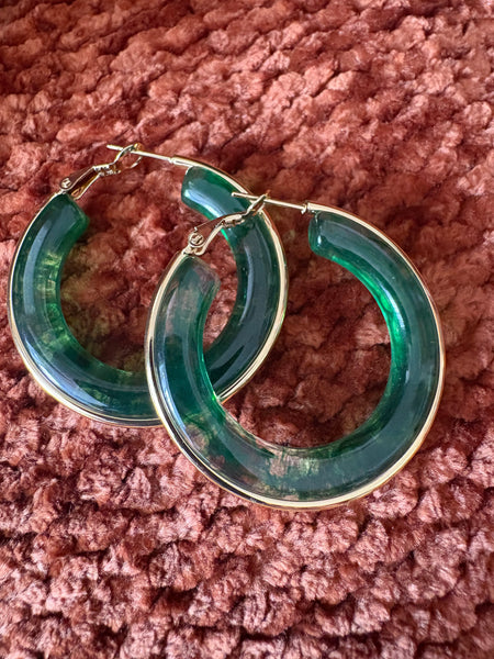 Coloured gold hoops