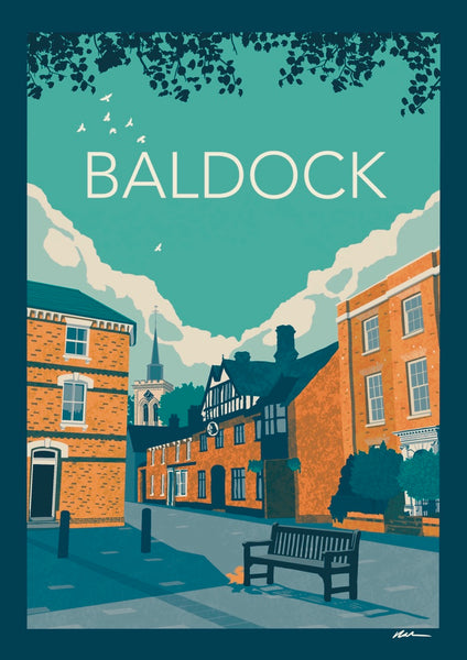 Baldock Pub & Church Print Poster