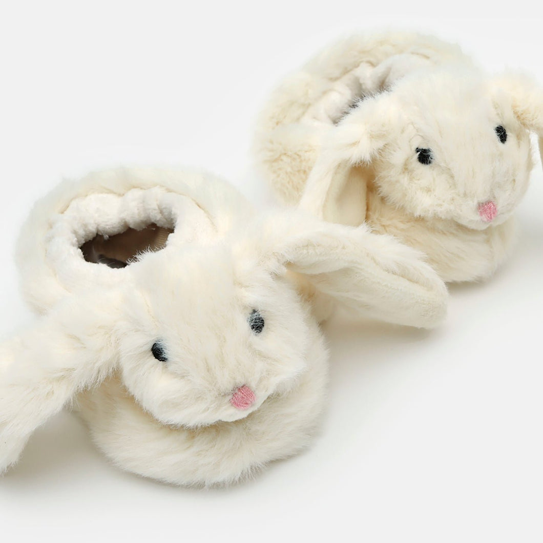 Bunny Baby Slippers Cream - 0-6months