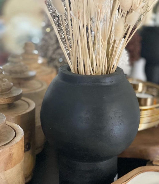 Bloomingville heavy terracotta stone vase in black