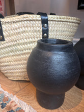 Load image into Gallery viewer, Bloomingville heavy terracotta stone vase in black
