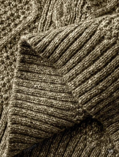 Olive green textured pattern mix knitted dress