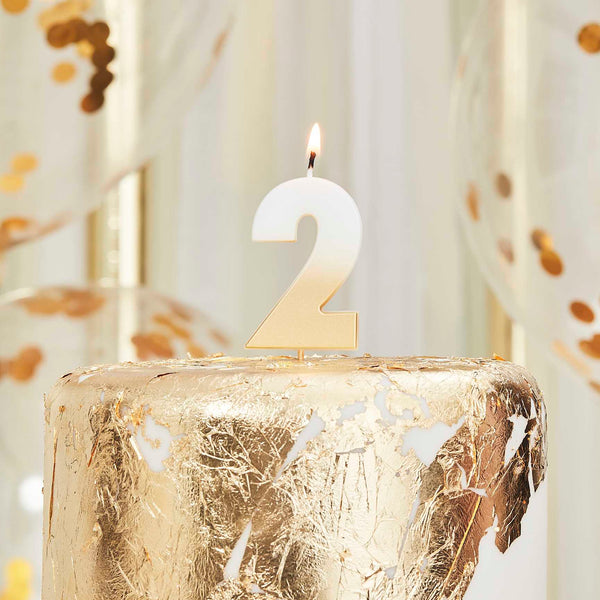 Gold Ombre Number Birthday Candles - 2