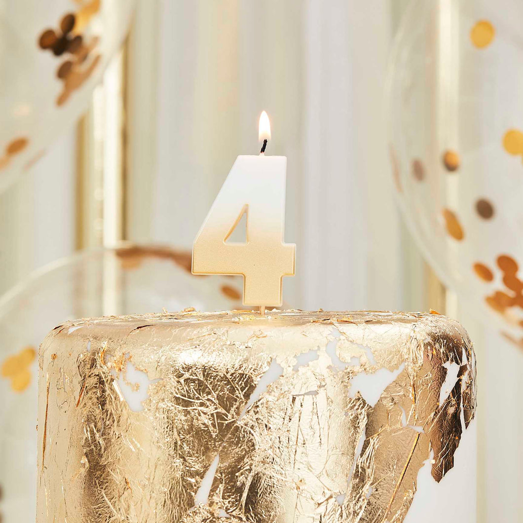 Gold Ombre Number Birthday Candles - 4