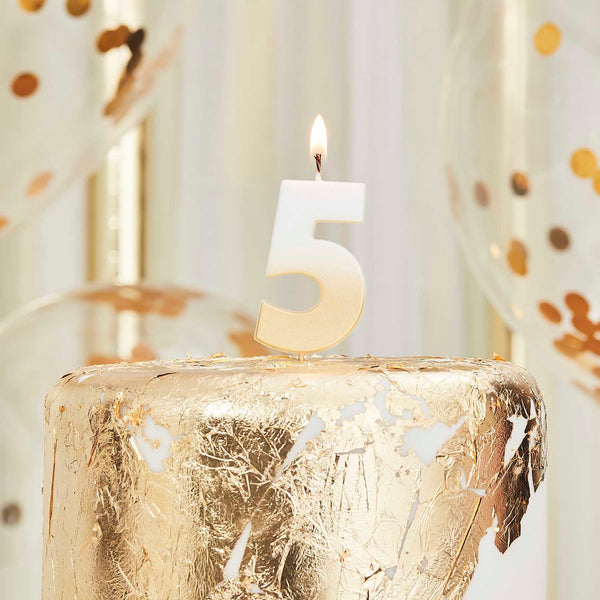 Gold Ombre Number Birthday Candles - 5