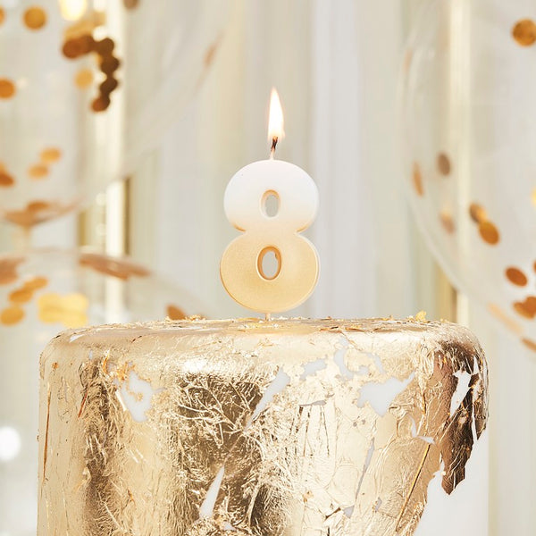 Gold Ombre Number Birthday Candles - 8