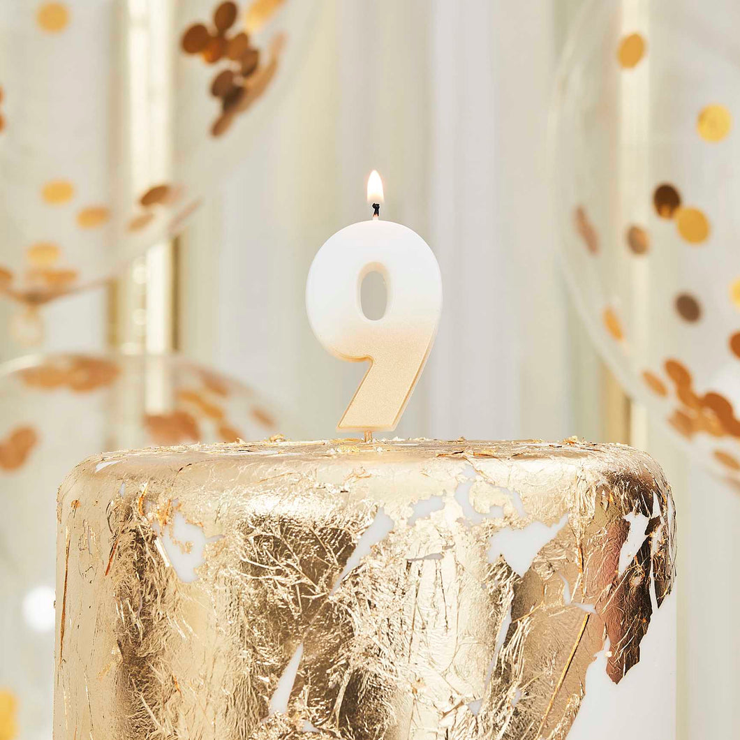 Gold Ombre Number Birthday Candles - 9