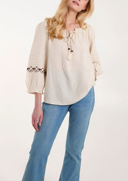 Katie Embroidered Bardot Top