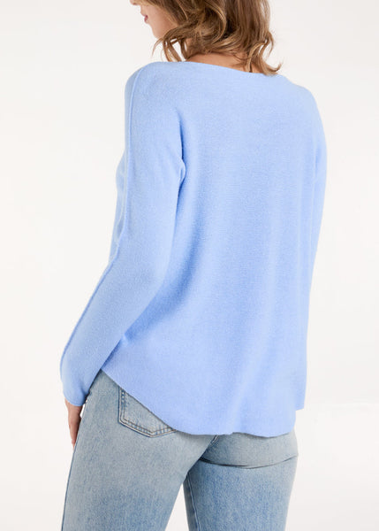 Boat Neck Soft Knit Jumper - Blue