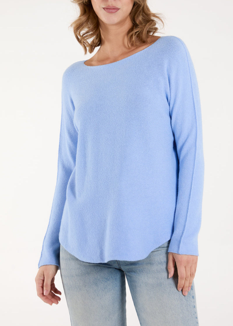 Boat Neck Soft Knit Jumper - Blue