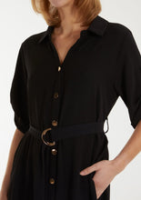 Load image into Gallery viewer, Belted Shirt Dress - Black
