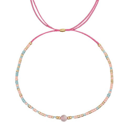 Pink & Blue Beaded Bracelet