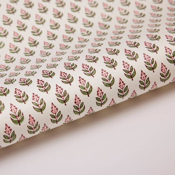 Hand Block Printed Gift Wrap Sheets - Buti Pink Stone