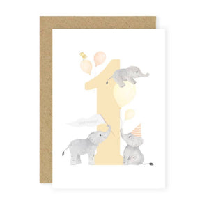 Elephants 1st Birthday Card