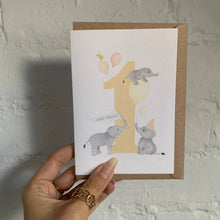 Load image into Gallery viewer, Elephants 1st Birthday Card
