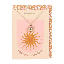 Load image into Gallery viewer, Sun Necklace on Birthday Card
