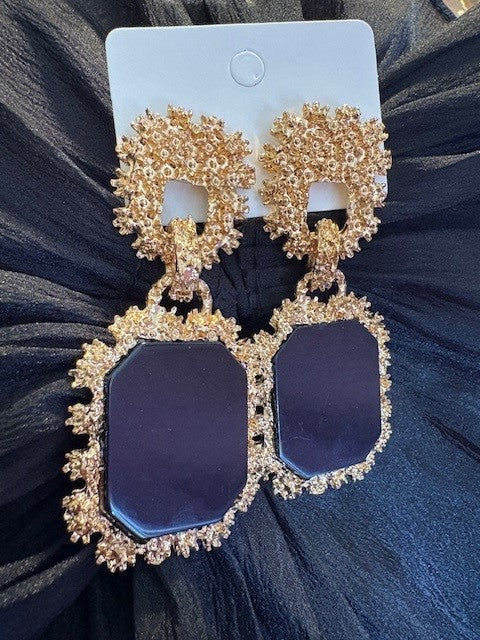 Black and gold statement earrings