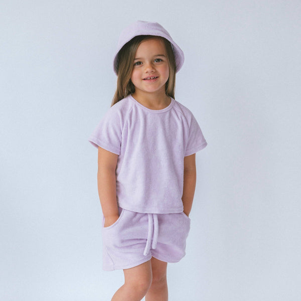 Lavender Sunset 3 Piece Towelling Set with Hat