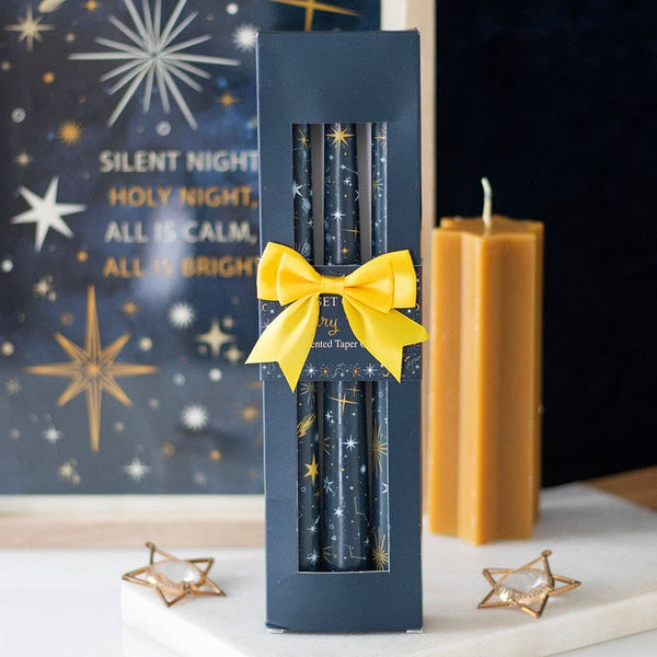 Set of 3 Starry Night Celestial Taper Candles