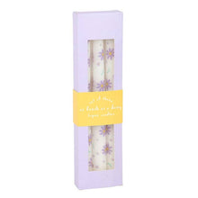 Load image into Gallery viewer, Set of 3 Purple Daisy Taper Candles

