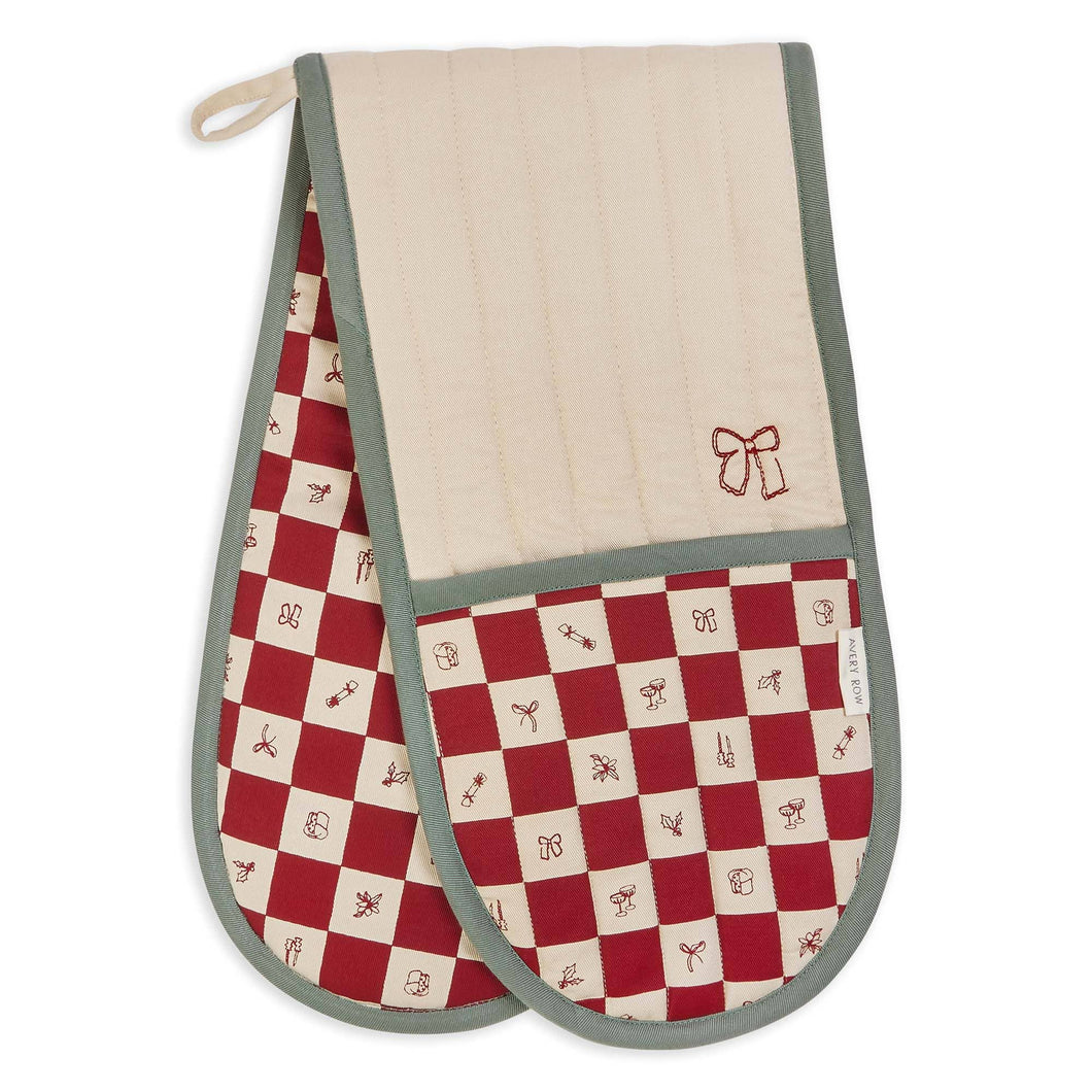 Christmas Oven Mitt - Christmas Checkerboard